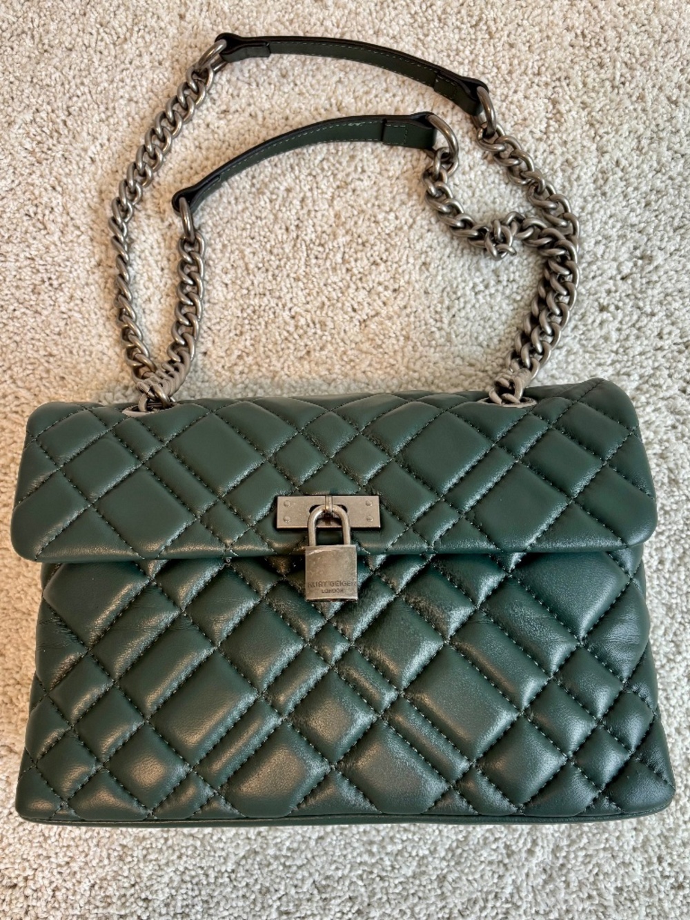 Kurt Geiger London Brixton Bag in Dark Green Leather